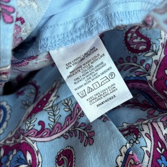 LOFT Blue Paisley Wide Leg Pants - Picture 7 of 9